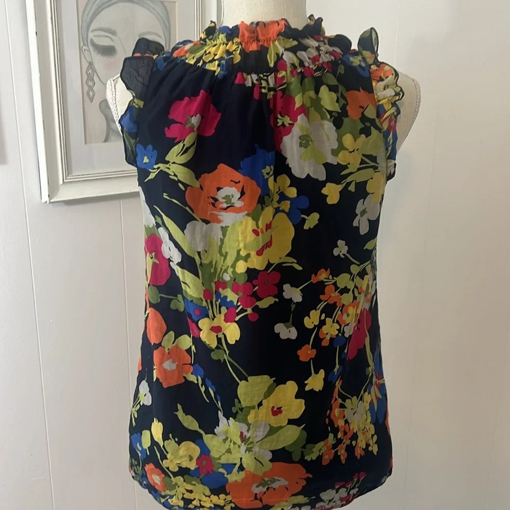 Loft Black Floral Tank Blouse Size Small - Picture 10 of 10